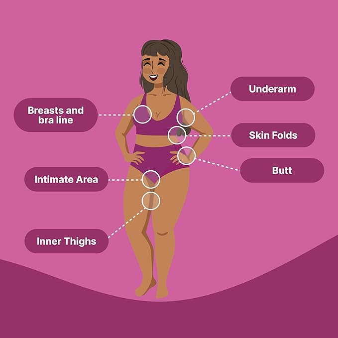 HAPPY CURVES Comfort Powder: Talc Free Anti Chafe Body & Foot Dusting Powder Deodorant to Control Inner Thigh Chafing, Private Areas, and All Over Body for Women (4 Ounce (Pack of 1), Fragrance-Free)