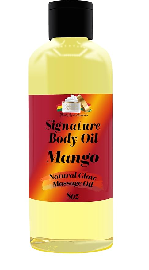 Mango Signature Body Oil, Natural Glow Massage Oil for Soft Rejuvenated Skin, Vitamin E, Natural Oil for Dry Skin Moisturization (Mango, 8 oz)