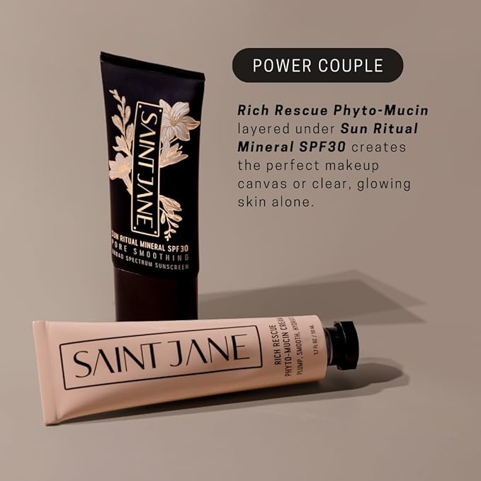 SAINT JANE - Rich Rescue Phyto Mucin Cream | Plumping, Smoothing, Firming, Hydrating | Niacinamide, Lotus Flower, Yam Root, Hyaluronic Acid | Luxe, Clean Skincare (1.7 fl oz | 50 mL)