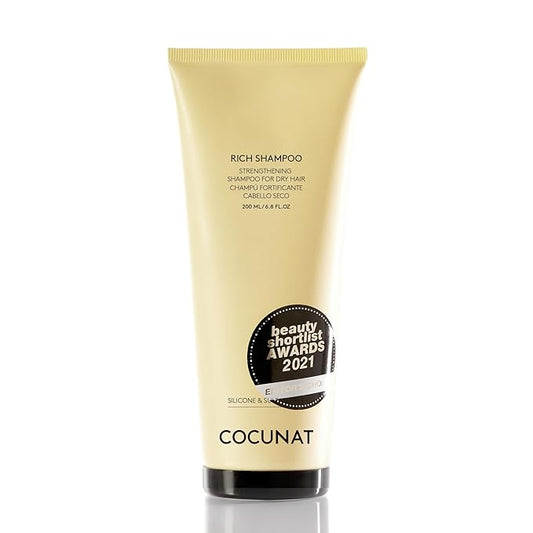COCUNAT - Rich Shampoo - Dry, Curly, Damaged or Dyed Hair - Shampoo with R&D - Moisture Retaining and Fibre Revitalising - Split Ends - Sulfate and Silicone Free - Curly Method - 200 ml