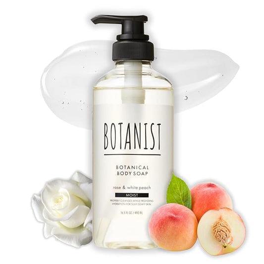 Botanist Hydrating Body Wash for Women & Men, Hypoallergenic Body Wash with Shea Butter, Aloe Vera, Almond & Squalance, Sensitive Skin BODY WASH & Shower Gel from Japan 16.5 Fl Oz ROSE & WHITE PEACH