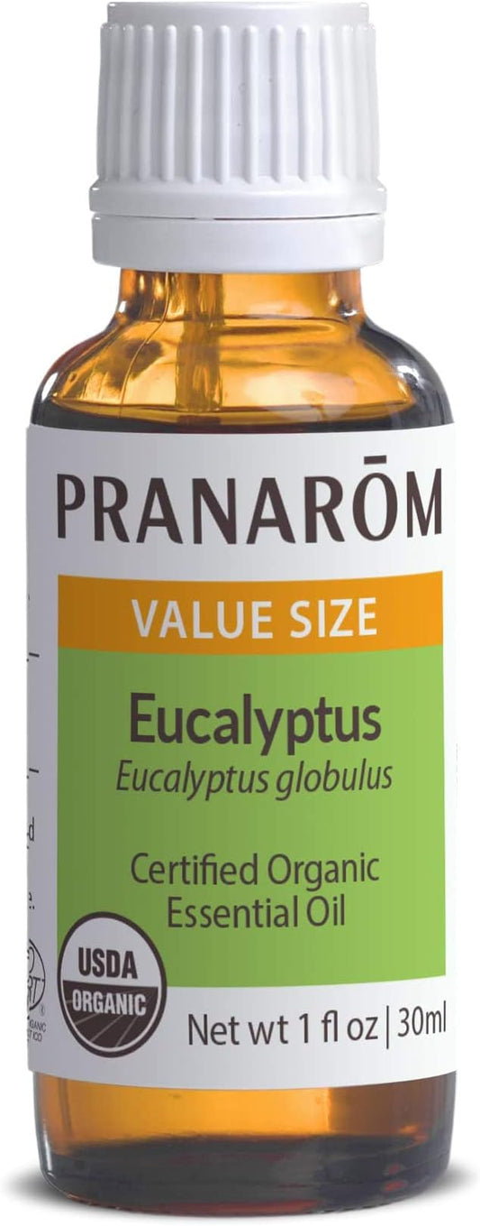 Pranarom USDA Certified Organic Eucalyptus Globulus Essential Oil (30ml), 100% Pure Undiluted Therapeutic Grade from Portugal for Aromatherapy, Diffuser, Topical Care, Relaxation