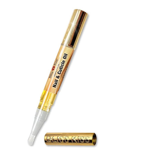 Bliss Kiss | 1 Vanilla Fragrance | Nail Oil Cuticle Pen w/Vitamin E & Jojoba⏤Nail Strengthener Nail Growth Serum for Brittle Peeling Breaking Thin Nails