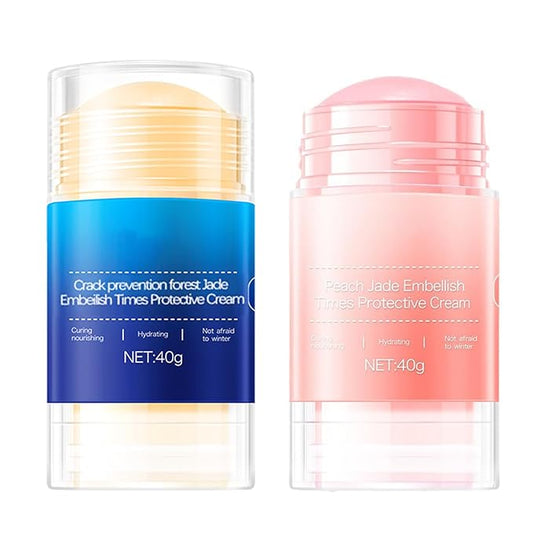 Feet Cracking Prevention Stick,Anti-Cracking Foot & Hand Cream Moisturizer for Dry Cracked Heel Feet, Knee, Elbow, Foot Balm Stick for Callus Remover & Dead Skin Softener (Pink+Blue)