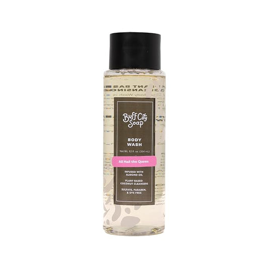 Buff City Soap Plant-Based Body Wash - Coconut Cleansers & Almond Oil Infused, Gentle & Rich Non-Drying Lather, Helps Reduce Moisture Loss & Supports Natural Skin Barrier - All Hail the Queen, 12 floz
