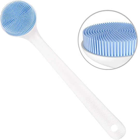 V-TOP Back Scrubber for Shower, Silicone Body Scrubber Long Handle with Soft Bristles, Bath Body Washer Shower Exfoliator Brush for Men and Women, BPA Free, Non-Slip