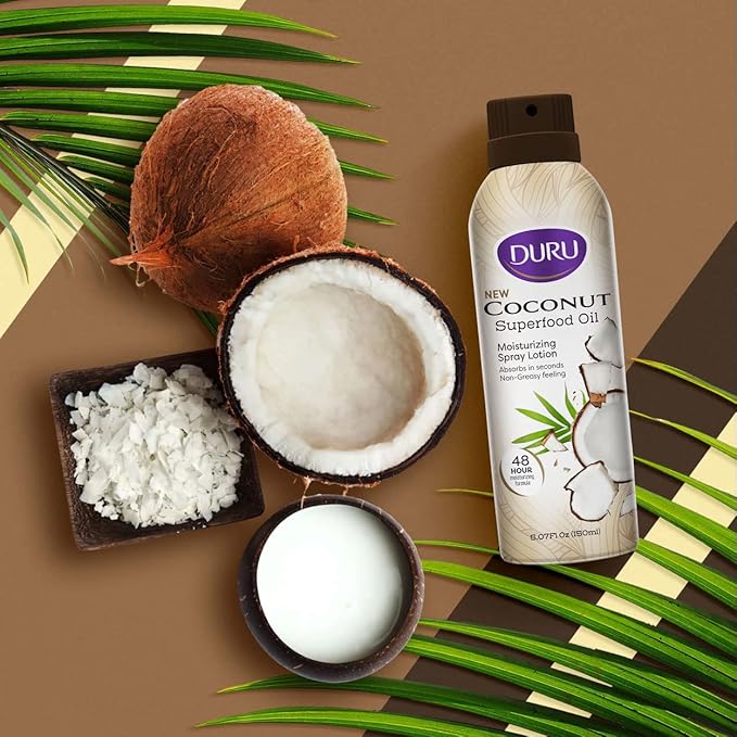 Duru Coconut Moisturizing Spray Lotion - Spray Moisturizer Coconut Oil Lotion 48 Hour Moisture Body Lotion