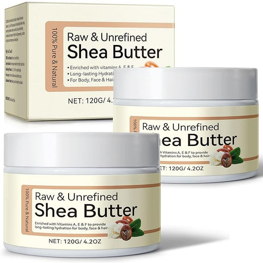 2Pack Shea Butter Raw Organic, Pure & Natural Unrefined Shea Butter Hand Cream, Packed with Vitamins A, D, E & F, Moisturizing & Locking Water, Keeps Skin Healthy and Vibrant, 8.4 Oz