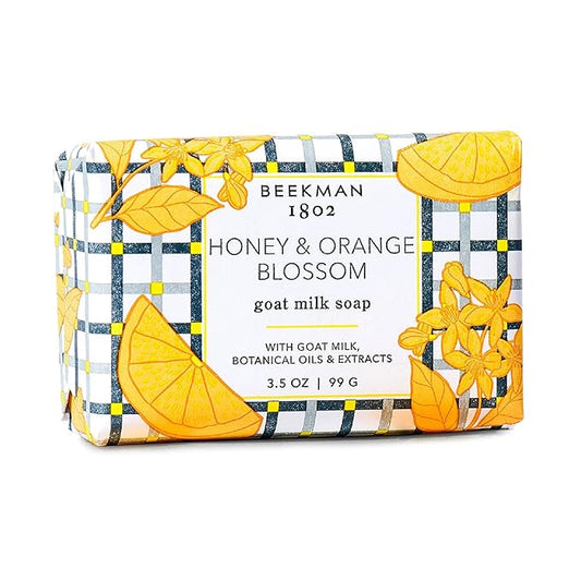 Beekman 1802 Goat Milk Body Soap Bar, Honey & Orange Blossom - Scented - 3.5 oz - Nourishes, Moisturizes & Hydrates - 100% Vegetable Soap - Good for Sensitive Skin - Packaging May Vary