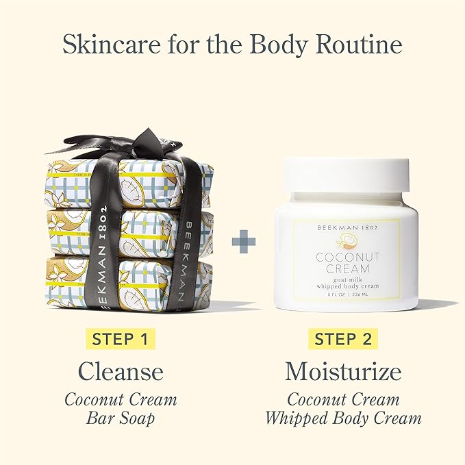 Beekman 1802 Coconut Cream Palm-Sized Bar Soap - Scented - 3.5 oz - Cleanses, Nourishes & Hydrates - Certified Microbiome Friendly - No Irritation - Good for Sensitive Skin