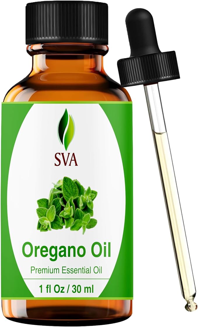 SVA Oregano Essential Oil – 1 Fl Oz – 100% Natural Oregano Oil - for Diffuser, Hair Care, Face, Skin Care, Aromatherapy, Scalp and Body Massage, Soap and Candle Making – with Dropper