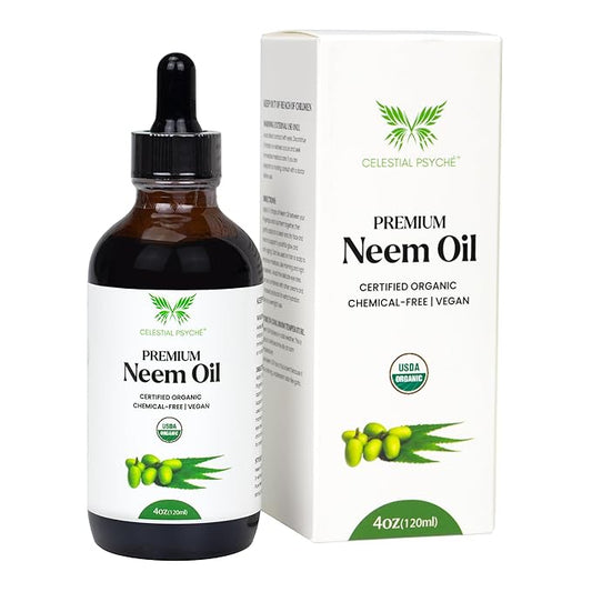 USDA Certified Organic Neem Oil (4 Oz) 100% Pure Natural Oil, Hair Growth, Skin, & Body Care, Nails, Acne, Anti-Aging Moisturizer