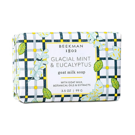 Beekman 1802 Glacial Mint & Eucalyptus Goat Milk Soap - Scented - 3.5 oz - Cleanses, Nourishes & Hydrates - Certified Microbiome Friendly - No Irritation - Good for Sensitive Skin