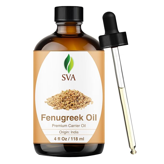 SVA Fenugreek Oil 4oz (118ml) Premium Carrier Oil with Dropper for Hair Care, Hair Oiling, Scalp Massage & Skin Care