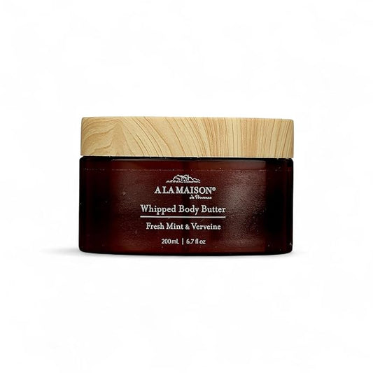 A LA MAISON Whipped Body Butter – Fresh Mint & Verveine – Shea Butter Moisturizer with Argan, Avocado & Jojoba Oils – Ultra-Rich Body Cream for Dry Skin – 6.7 oz – Amber Collection