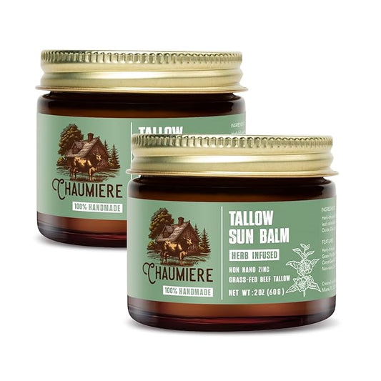 Tallow Sunscreen SPF 50 – Herb-Infused Balm with Non-Nano Zinc, Carrot Seed Oil & Grass-Fed Tallow – Natural Face & Body Moisturizer, Reef Safe, Organic Ingredients, Made in USA – 2.5 x 2 oz