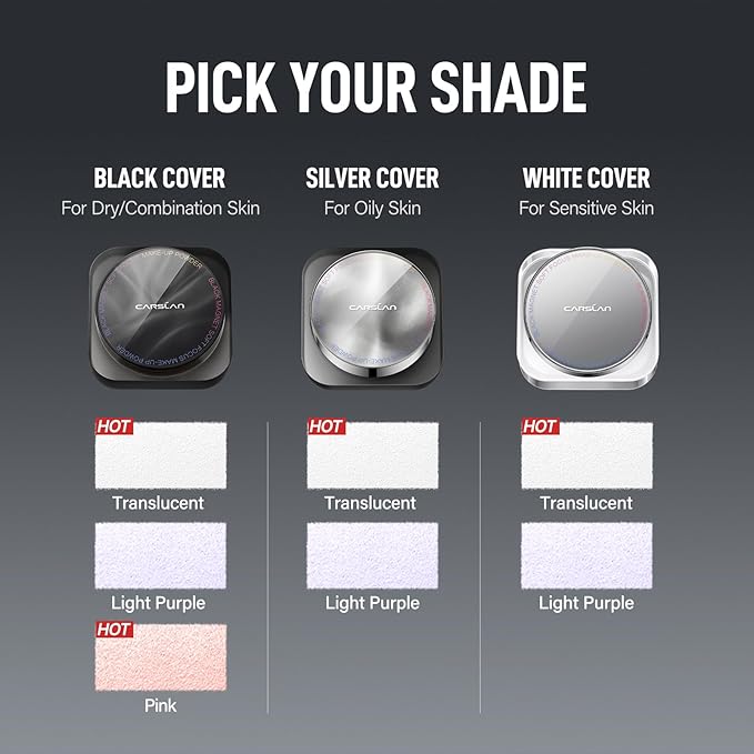 CARSLAN Black Magnet Soft Focus Make Up Powder, Waterproof Loose Setting Powder, 24H Longlasting, Oil Control, Talc-Free Face Powder, 01 Translucent For Dry&Com Skin, 0.28Oz