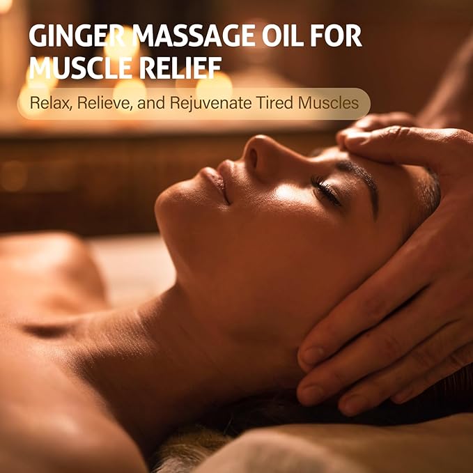 Ginger Oil,Ginger Massage Oil with Arnica for Lymphatic Drainage, Belly Drainage & Sore Muscle Relief,Natural Body Oil for Skin, Warming Spa Massage & Relaxation Therapy