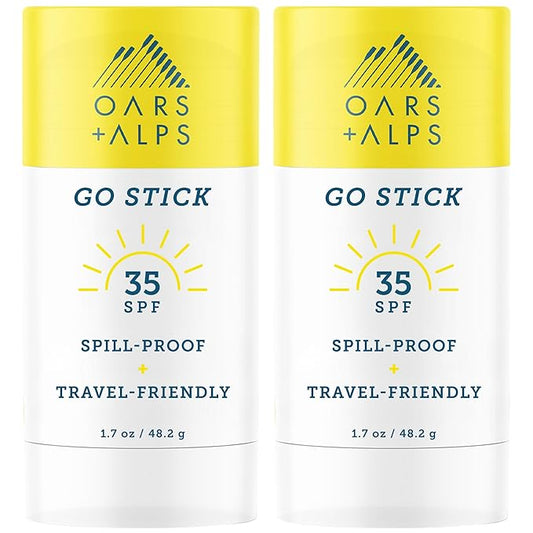 Oars + Alps Go Stick Clear SPF 35 Face Sunscreen, Skin Care Infused with Vitamin E and Antioxidants, Water and Sweat Resistant, TSA Friendly, 1.7 Oz, 2 Pack