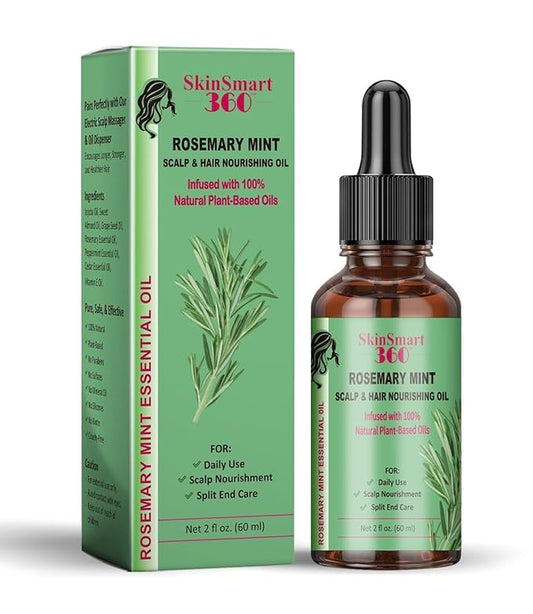 SkinSmart 360® Rosemary Mint Hair Growth Oil & Scalp Care for Men & Women – 100% Natural, Plant-Based, Non-Greasy Formula for Hair, Eyebrows & Lashes – 60 mL