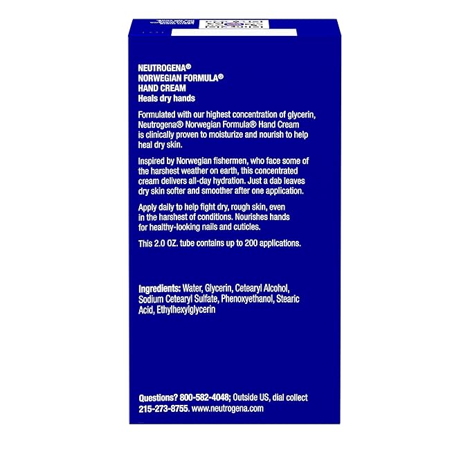 Neutrogena Norwegian Formula Moisturizing Hand Cream for Dry, Rough Hands, Fragrance-Free Glycerin Hand Lotion for Softer Skin, Concentrated Intensive Hand Cream, 2 oz