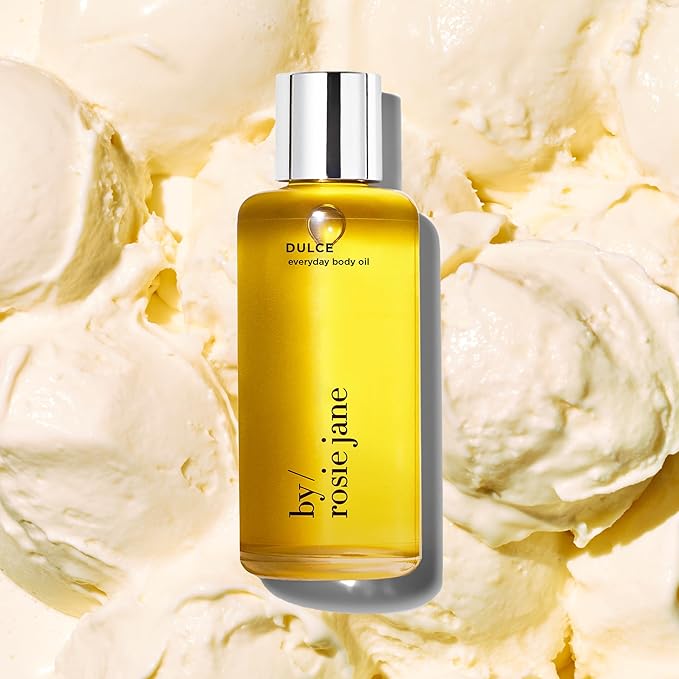 By Rosie Jane Everyday Body Oil (Dulce Fragrance) - Vanilla, Hinoki Wood & Nude Musk Scented Body Care with Sunflower, Olive & Rosehip Seed Oil to Hydrate and Nourish Dry Skin (5 fl oz)