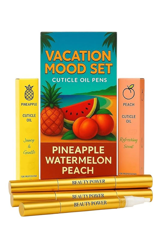 Cuticle Oil Pen Vacation Mood Set of 3 - Pineapple, Peach, Watermelon Scents