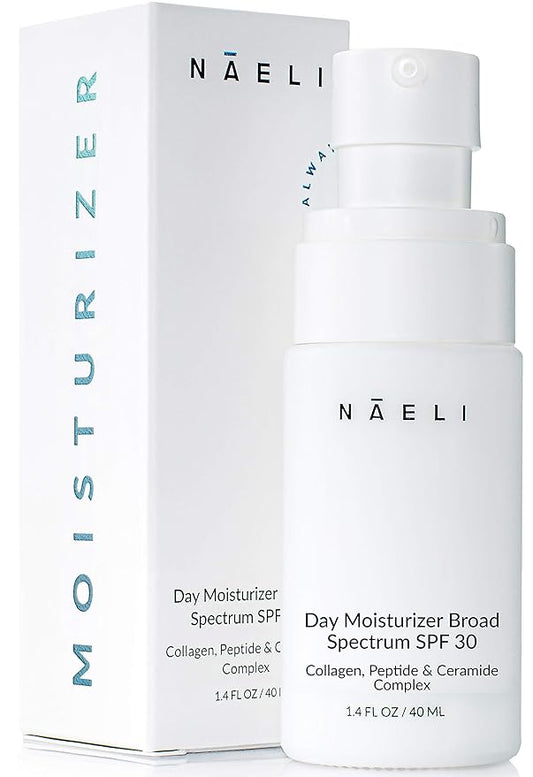 NAELI Face Moisturizer with SPF 30, Anti Aging Collagen & Peptide Cream, Reduces Wrinkles - Lightweight Skin Hydration with Hyaluronic Acid, Paraben Free & Non-Comedogenic Sunscreen, 1.4 oz