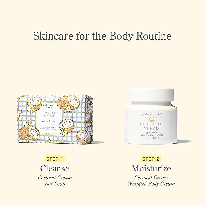 Beekman 1802 Coconut Cream Goat Milk Soap - Scented - 9 oz - Cleanses, Nourishes & Hydrates - Certified Microbiome Friendly - No Irritation - Good for Sensitive Skin