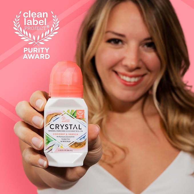 Crystal Deodorant Essence Roll-On 2.25oz Coconut Vanilla (3 Pack)