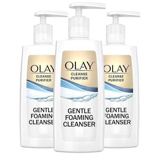 Olay Face Cleanser, Gentle Foaming Face Wash for Sensitive Skin - Fragrance-Free, Oil-Less, Soap-Free, Glycerin-Based Formula, Daily Cleansing without Irritation, 6.7 Oz - 3 Pack