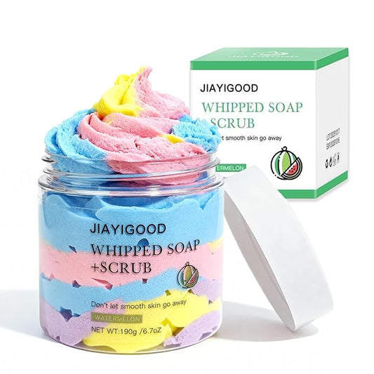 Cream Whipped Scrub Soap Bar - Exfoliating & Moisturizing Body Scrub with Whipped Cream Design, 4.6oz - Gently Exfoliates, Brightens & Deeply Cleanses for Soft, Smooth Skin