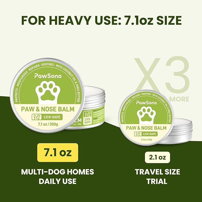(7.1 oz / 200 g) Lick-Safe Dog Paw & Nose Balm with Coconut Oil | All-Natural Paw Cream & Wax for Dry, Cracked Pads & Snouts| Paw Moisturizer & Soother, Nose Butter for Bulldogs| Horse Hoof Care