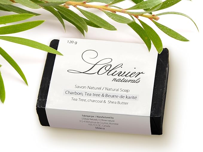 (2 Pack) Activated Charcoal Bar Soap with Tea Tree and Shea butter- All Natural Bar Soap - Handmade Soap - Made in Canada
