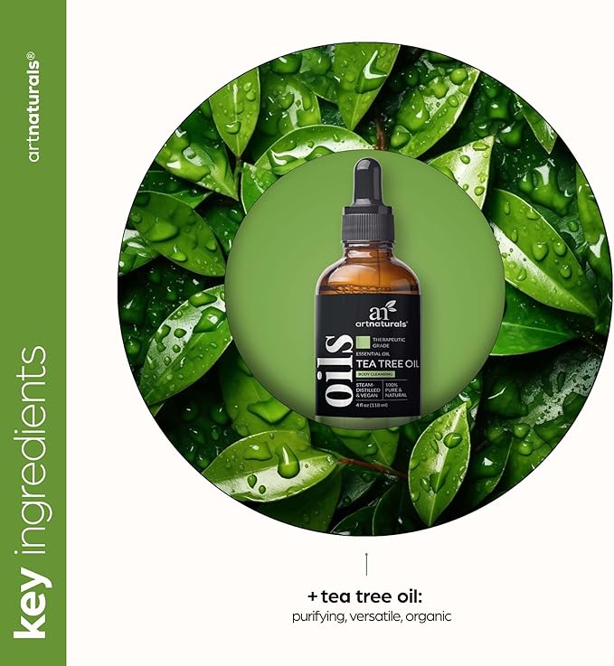 artnaturals Tea Tree Essential Oil (4.0 Fl Oz / 118ml)- 100% Pure Oils Premium Melaleuca Therapeutic Grade Best for Acne, Skin, Hair, Nails, Face and Body Wash Aromatherapy & Diffuser