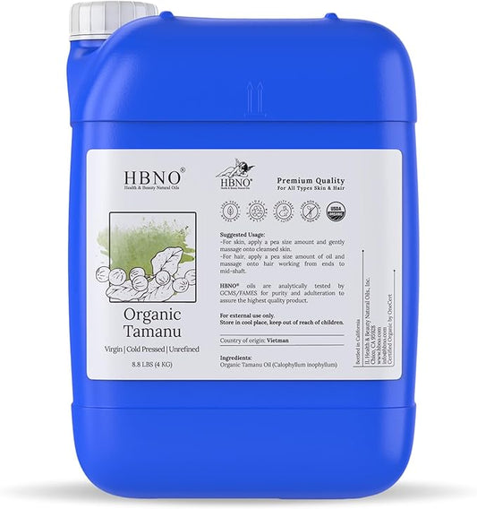 HBNO Organic Tamanu Oil - 8.8 lbs (4kg) - Ideal for Shampoos, Conditioners, Face wash, Lotions, and Skin care products.