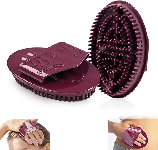 2Pcs Meridian Massage Brush, Upgrade Pro Meridian Brush for Belly, Beauty Salon Professional Custom Meridian Brush, Full Body SPA Massager Relaxation, Acupressure Meridian, Scalp Massage (Brown)