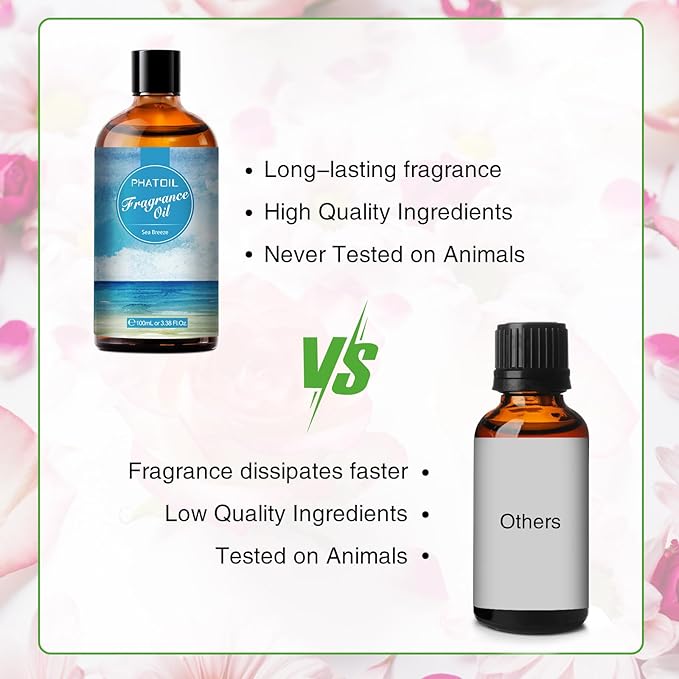 PHATOIL 3.38FL.OZ Sea Breeze Fragrance Oils for Aromatherapy, Essential Oils for Diffusers for Home, Perfect for Diffuser, DIY Candle and Soap Making, DIY Scented Products - 100ml