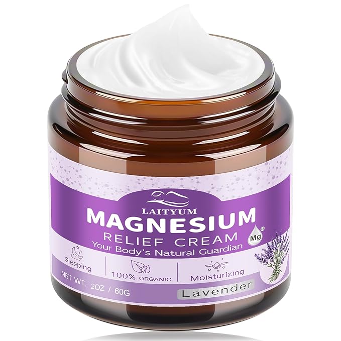 Magnesium Body Lotion - Magnesium Cream [NATURAL & ORGANIC] Lavender Magnesium Lotion for Sleep,Muscle Pain, Leg Cramps, Topical Magnesium Balm with Shea Butter, Coconut Oil, Vitamin E, Safe for Kids
