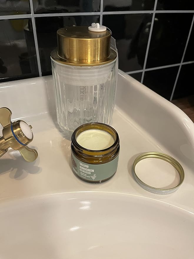 Tallow Sunscreen SPF 50 – Herb-Infused Balm with Non-Nano Zinc, Carrot Seed Oil & Grass-Fed Tallow – Natural Face & Body Moisturizer, Reef Safe, Organic Ingredients, Made in USA – 2.5 x 2 oz