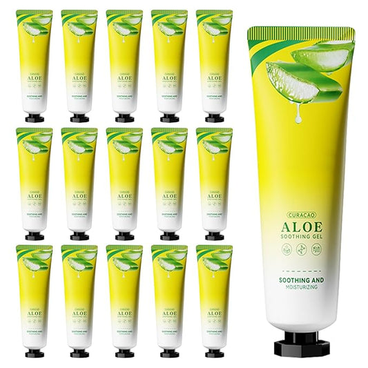 16PCS Organic Aloe Vera Gel for Face,Moisturizing Pure Aloe Lotion,Hydrating Travel Size Vera Gel for After Sun Care,Lightweight Body After Sun Lotion,Natural Organic Face Moisturizer