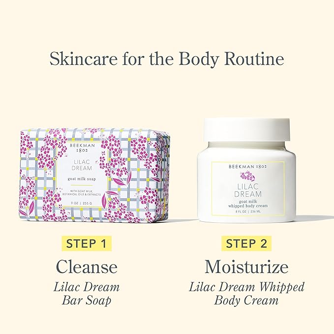 Beekman 1802 Lilac Dream Goat Milk Soap - 3.5 oz Each - Scented - Nourish, Moisturize & Hydrate - 100% Vegetable Soap with Lactic Acid - Triple Milled - for Sensitive Skin - Cruelty Free