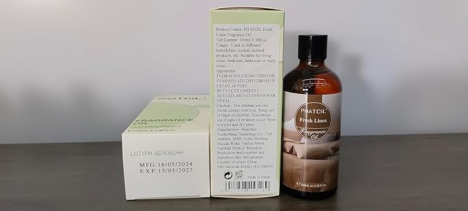 PHATOIL 3.38FL.OZ Fresh Linen Fragrance Oils for Aromatherapy, Essential Oils for Diffusers for Home, Perfect for Diffuser, DIY Candle and Soap Making, DIY Scented Products - 100ml