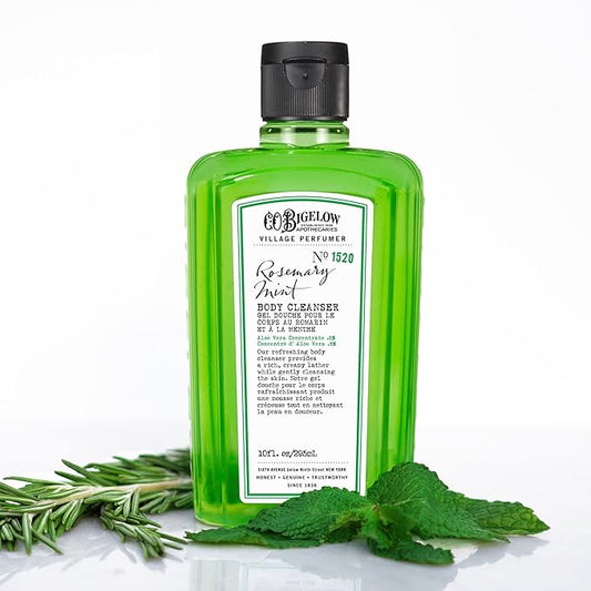 C.O. Bigelow Rosemary Mint Body Wash, Village Perfumer Moisturizing Body Wash with Aloe Vera, 10 Fl Oz