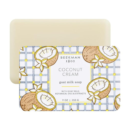 Beekman 1802 Coconut Cream Goat Milk Soap - Scented - 9 oz - Cleanses, Nourishes & Hydrates - Certified Microbiome Friendly - No Irritation - Good for Sensitive Skin