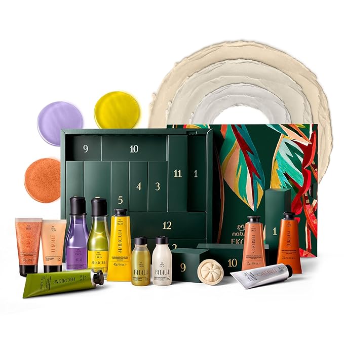 natura - Brazilian Beauty Advent Calendar – 12-Piece Holiday Gift Set with Body Care, Hand Creams, Shower Gels & Hair Care Minis – Vegan & Sustainable Beauty from the Amazon ($104 value)