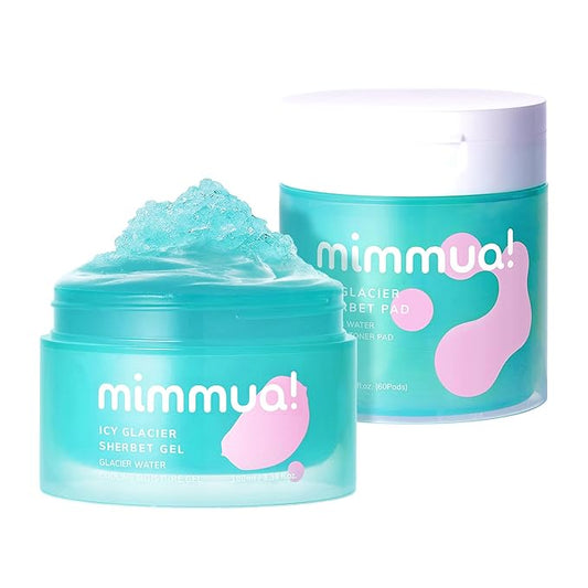 Ice Sorbet Soothing Cooling Face Moisturizer DUO | Skin Prep Wipes for Puffiness, Under Eye Bags | Pore Minimizer for Face Before Makeup | After Sun Care for Sunburn with 30% Glacier Water