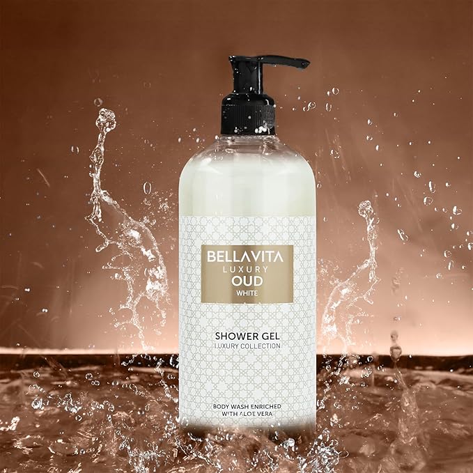 Bella Vita Luxury OUD WHITE Body Wash Shower Gel for Women & Men | 500ml | Unisex Bodywash with Aloe Vera Extract | Deep Cleansing, Hydrating, Moisturising | Suitable for All Skin Types