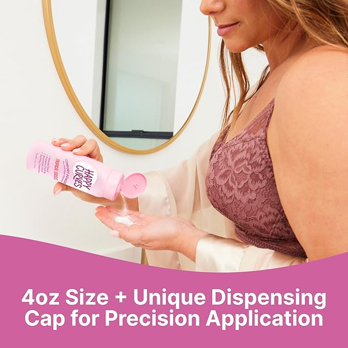 HAPPY CURVES Comfort Powder: Talc Free Anti Chafe Body & Foot Dusting Powder Deodorant to Control Inner Thigh Chafing, Private Areas, and All Over Body for Women (4 Ounce (Pack of 1), Fragrance-Free)