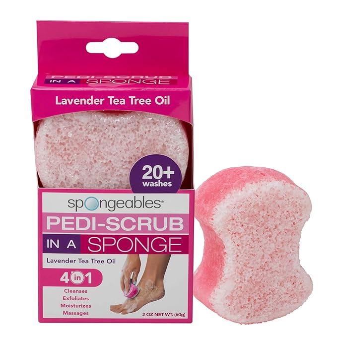 Spongeables Pedi Scrub Foot Exfoliating 20+ Wash Sponge, Lavender, 1 Count